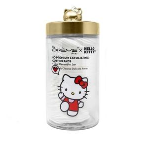 The Crème Shop x Hello Kitty Exfoliating Face Pads Collectible Glass Jar New